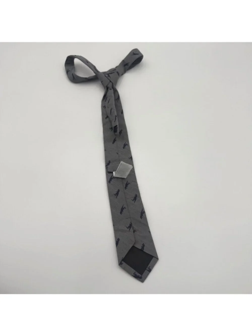 Old Navy Boys Dinosaur Print Gray Neck Tie XL 14-16 Polyester Kids Tie
